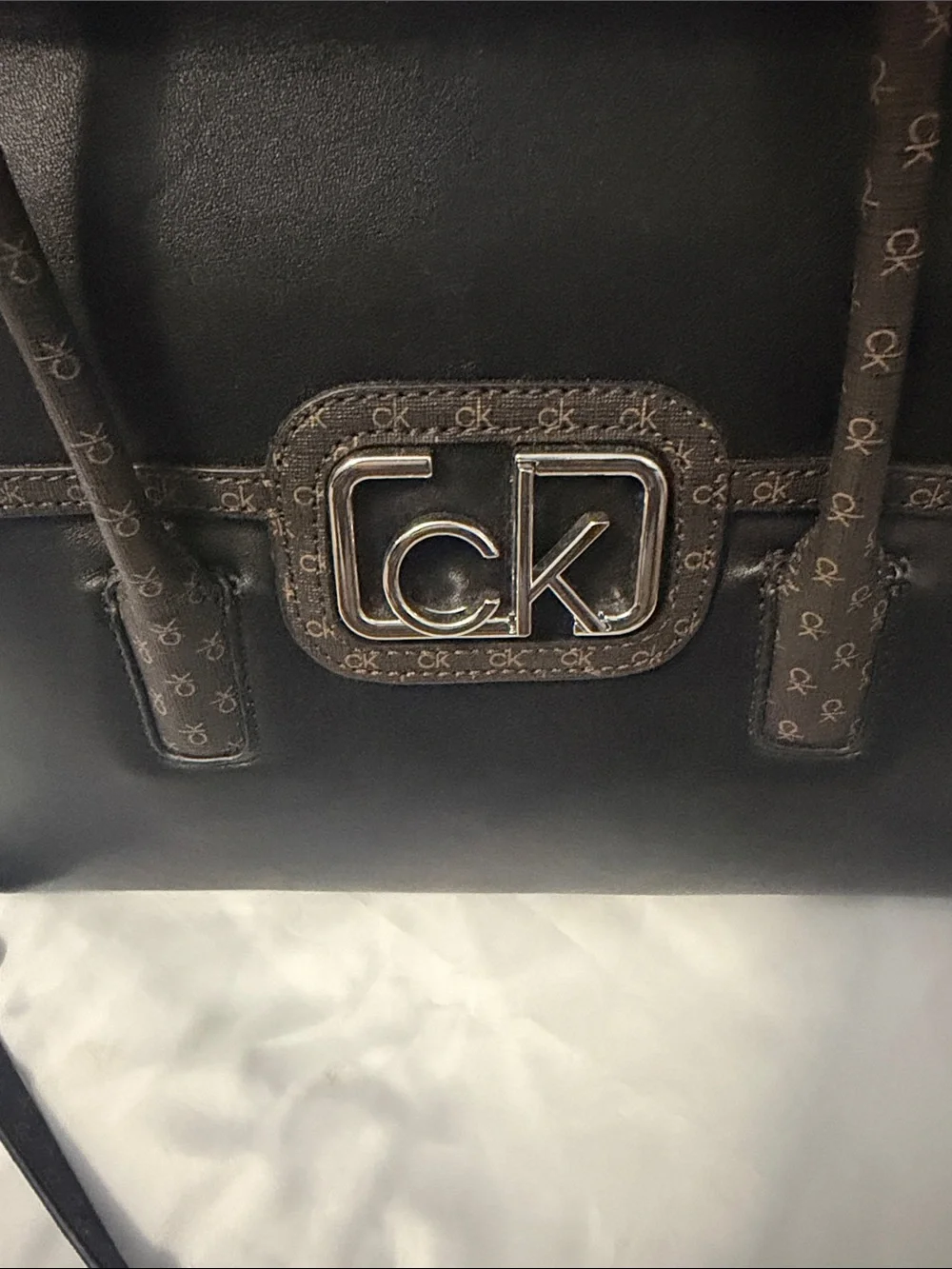 Calvin Klein Black Satchel with CK Logo Plaque